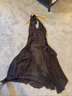 BCBGMaxAzria Dark Brown Halter Midi Dress